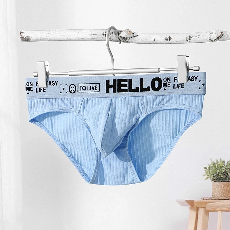 

Men's 95% Cotton Stripe Brifes Sexy Underwear Underpants Lingerie Letter Shorts Breathable Panties