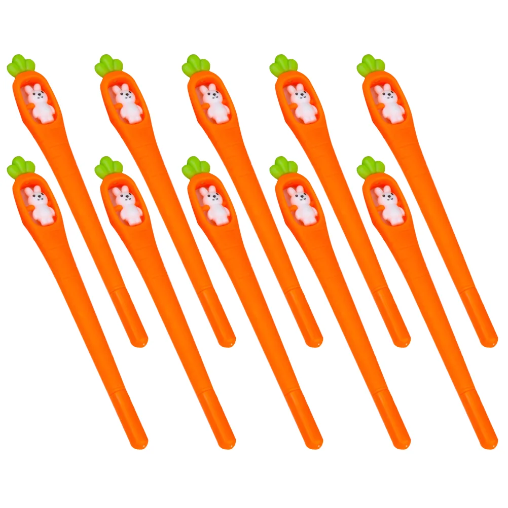 

10 Pcs Carrot Pen Adorable Kids Gel Pens Student Signature Ballpoint Silicone Silica Cartoon Stationery