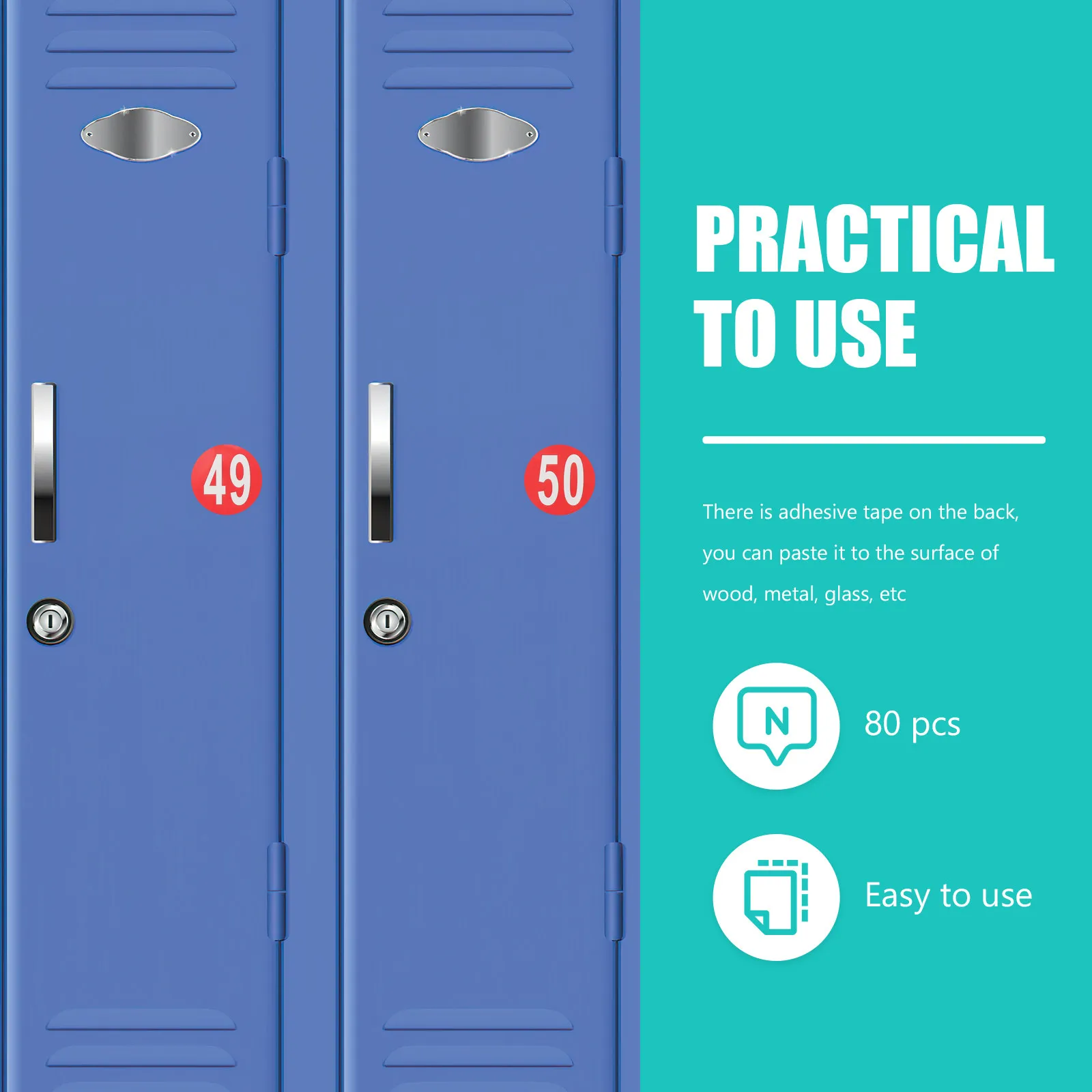 4장 1-80 숫자 스티커 가구용 분류 라벨 금속 유리 표면용 접착식 숫자 데칼 간편하게 사용 가능