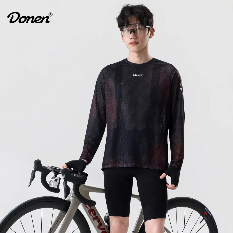 DONEN Commuter & Leisure 사이클링 탑: 속건성, 통기성, 자외선 차단, 수분 흡수, 3포켓, 플러스 사이즈 긴팔