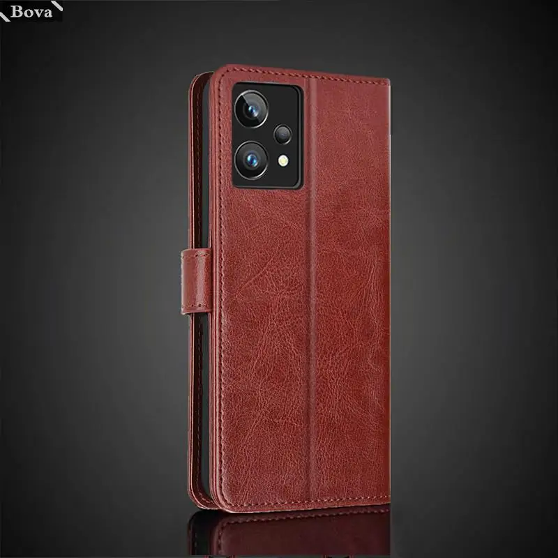 Premium PU Leather Flip Wallet Case with Card Holder for OPPO Realme 9 Pro Plus - Retro Business Style Phone Cover