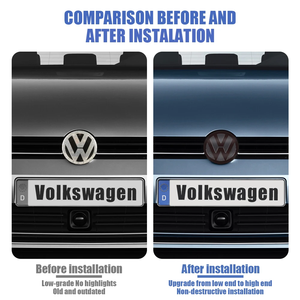 1PC Car Front Grill Badges/Rear Trunk Emblem Lid Covers Logo Sticker Black Auto Accessories For GOLF 7 Golf 7.5 8 POLO 21 PASSAT