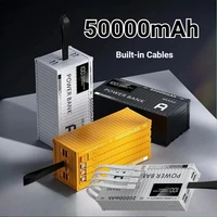 50000mAh Large Capacity PD22.5W Charging Power Bank Built-in Cables Power Bank for IPhone Samsung Xiaomi Huawei