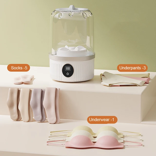 Mini lavatrice per biancheria intima ricaricabile 1L calzini elettrici lavatrice per uso domestico piccolo detergente per biancheria intima portatile senza fili 3