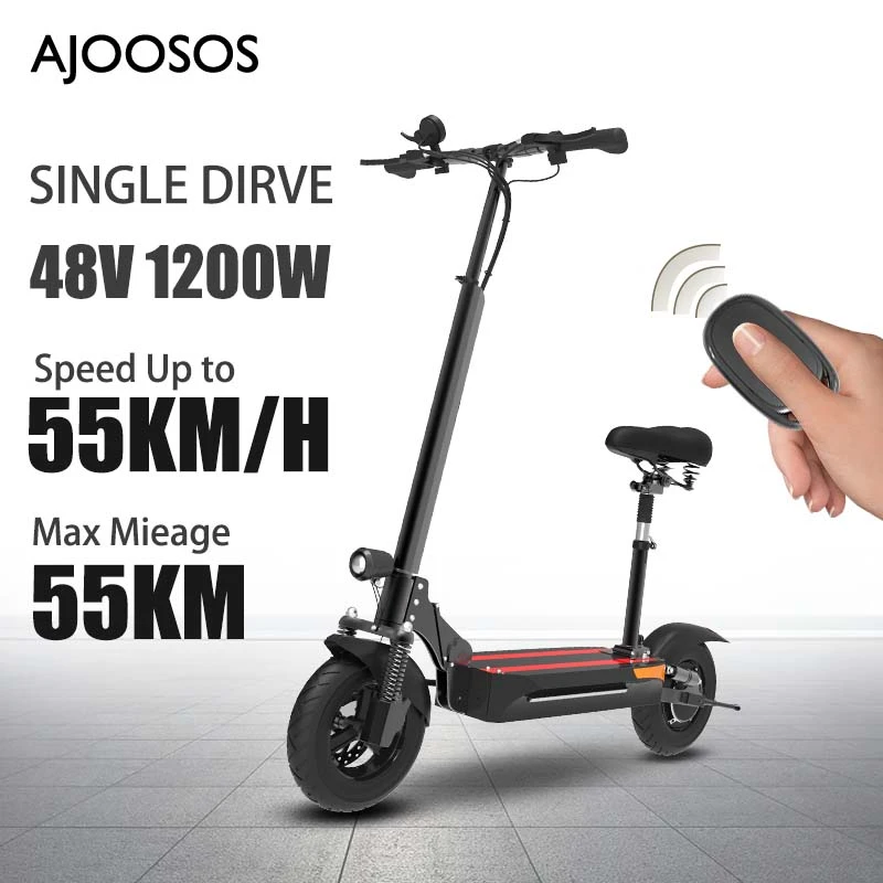 Ultra Light Electric Scooter 1200W Rear Drive E Scooter 55km/h Max Speed 6 Hours Charging