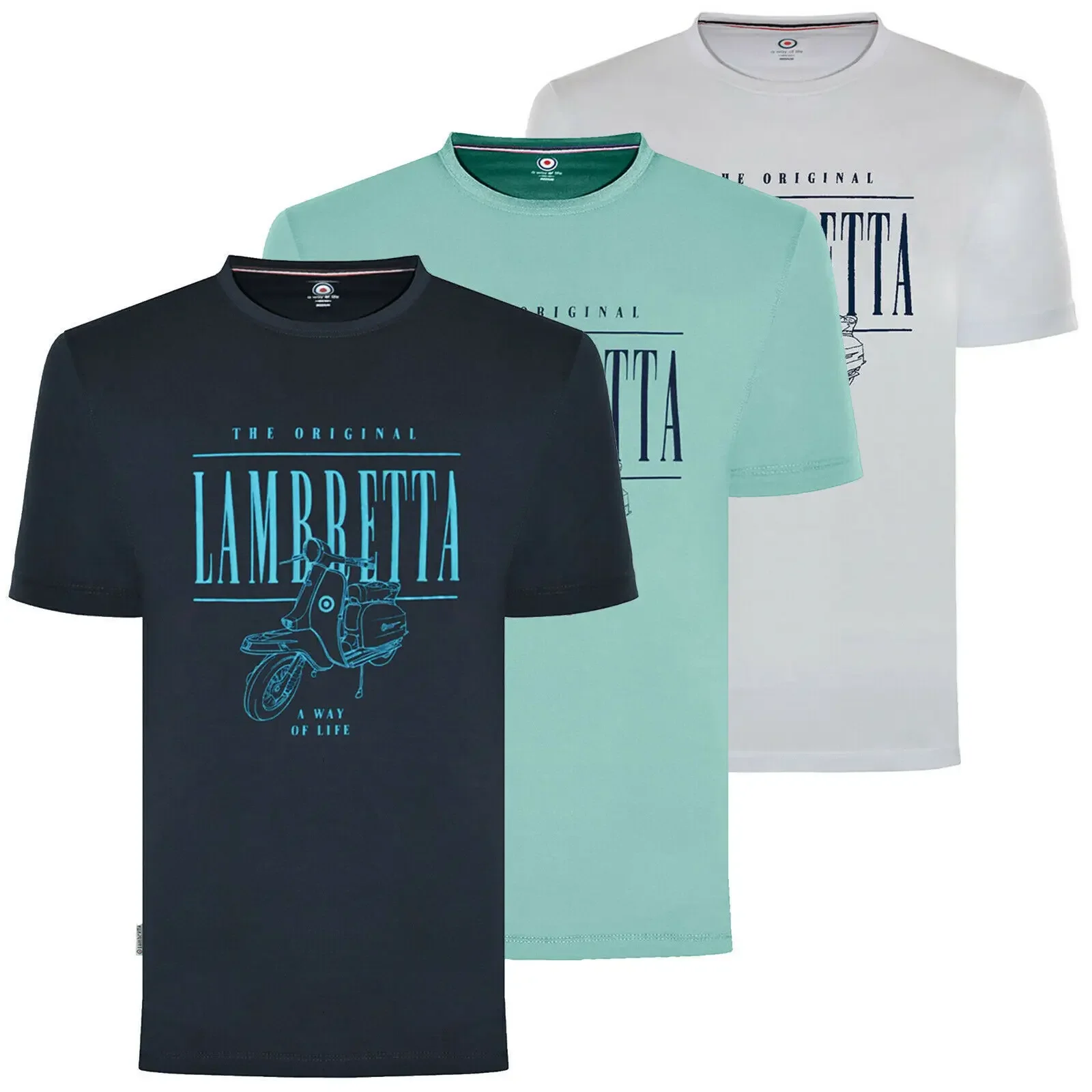 Mens Lambretta Artwork Scooter Retro Mod Carnaby Casual T-Shirt Taglie M A 4Xl