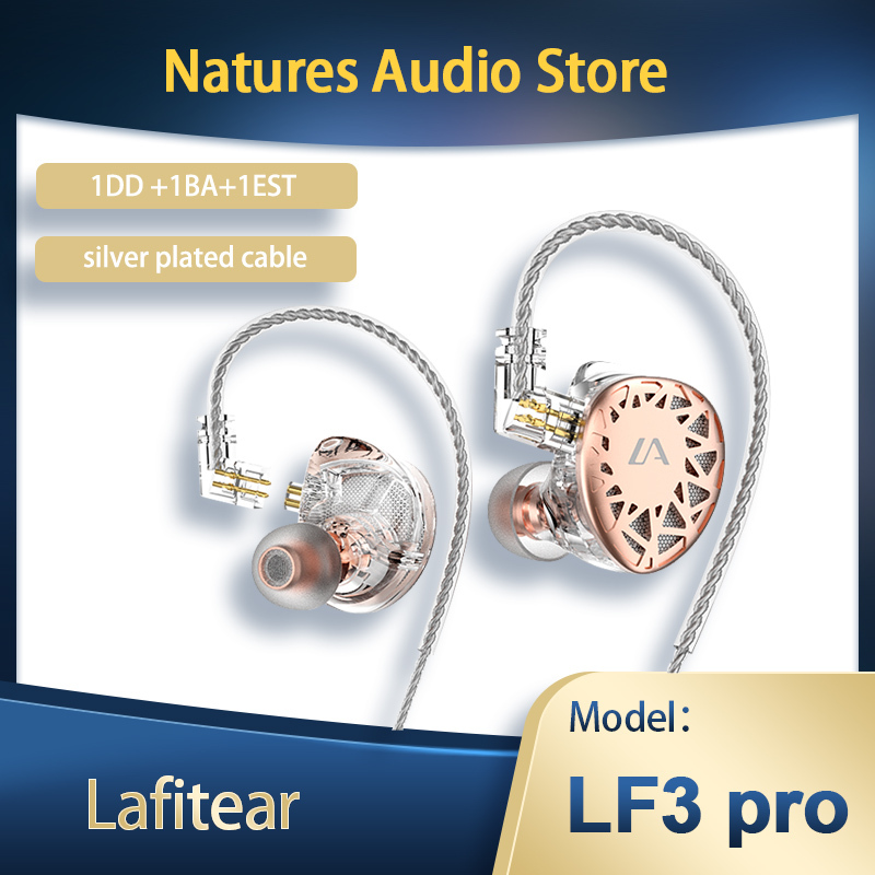 Lafitear LF3pro LF3 pro HIFI 1DD+1BA+1EST Dynamic driver Hybrid In-Ear Earphones Earbuds Monitor Headphones  Detachable Cable