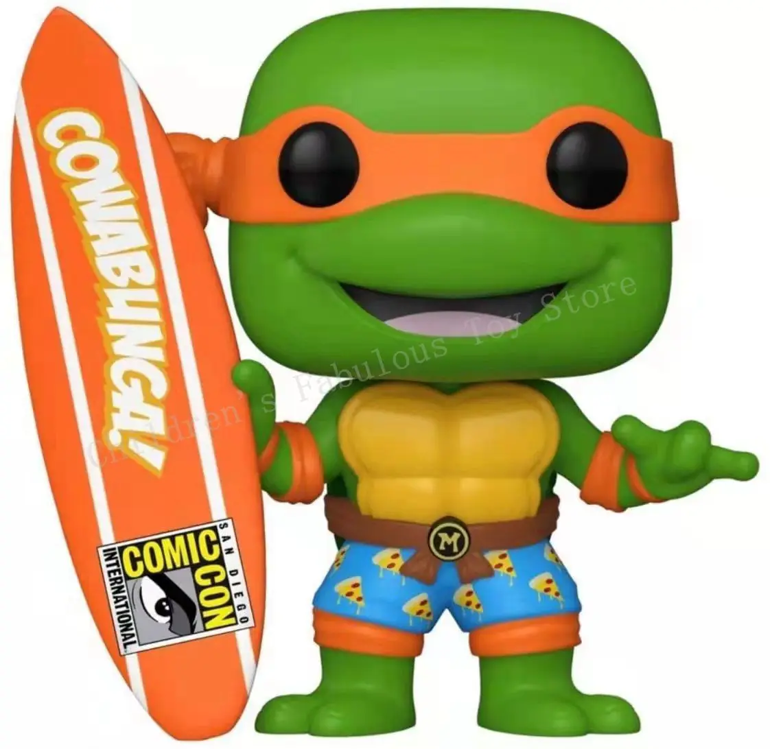 thumbnail image 5 of Nueva figura de acción Funko Pop Cartoon Turtles #18 Michelangelo con tabla de surf #1019, juguetes de colección de edición limitada, muñecas, juguete de regalo, 5 of 5