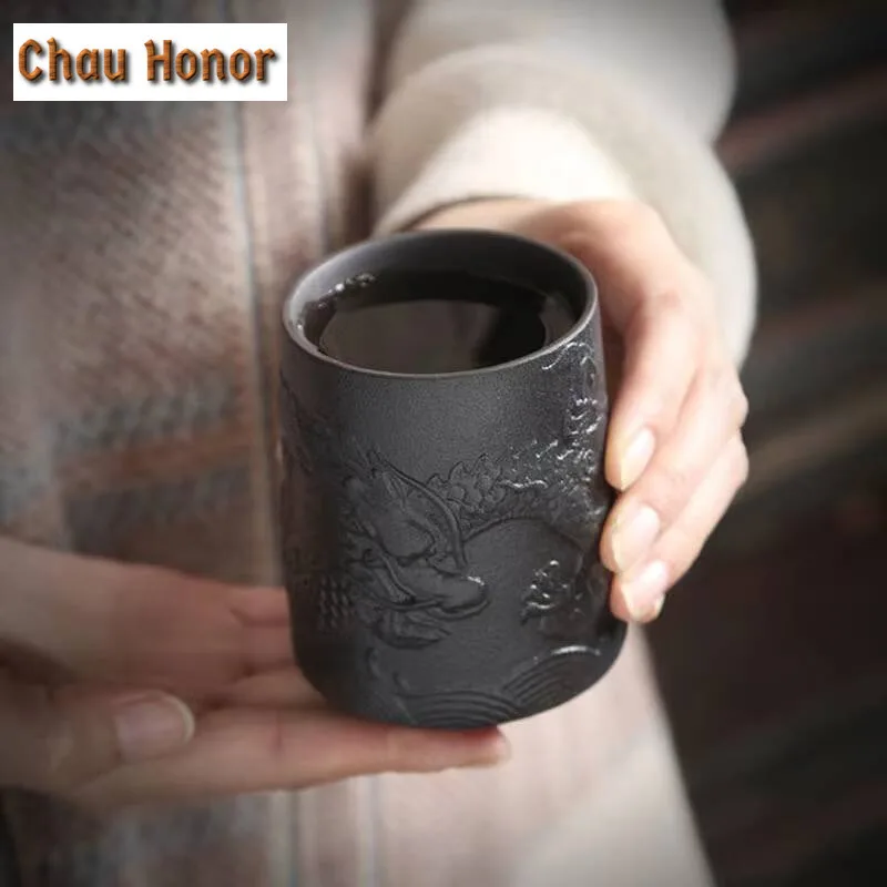 Japanese Style Exquisite Creative Ceramic Mugs Personality Retro Dragon Cup Water Mug Tea Canister Dual-purpose Household Teaset