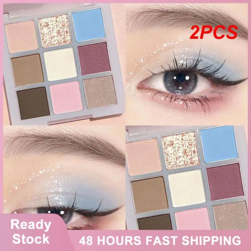 

2PCS Eyeshadow Palette Easy To Apply Makeup Pearly Brighten Eyes Glitter Eyeshadow High Demand Pigment Long-lasting Shimmer