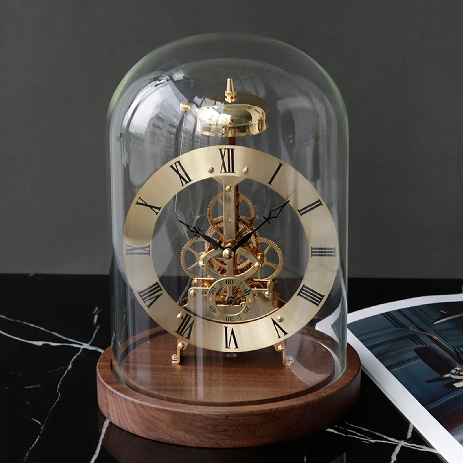 Clock Movement, Moving Gear Clock, Fashion Crafts Desk Clock Unique Creative Shelf Clock, for Study Bedroom Home Decoration