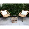 N&V Wicker Patio Furniture Bistro Sets Outdoor Conversation Chair with Glass Table and Cushions for Porch Backyard Garden (Khaki 1