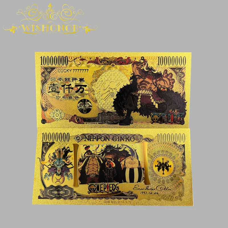 

New 2023 Japan Anime Banknote Set One Pece Anime Plastic Card in 24k Gold Plated For Collection