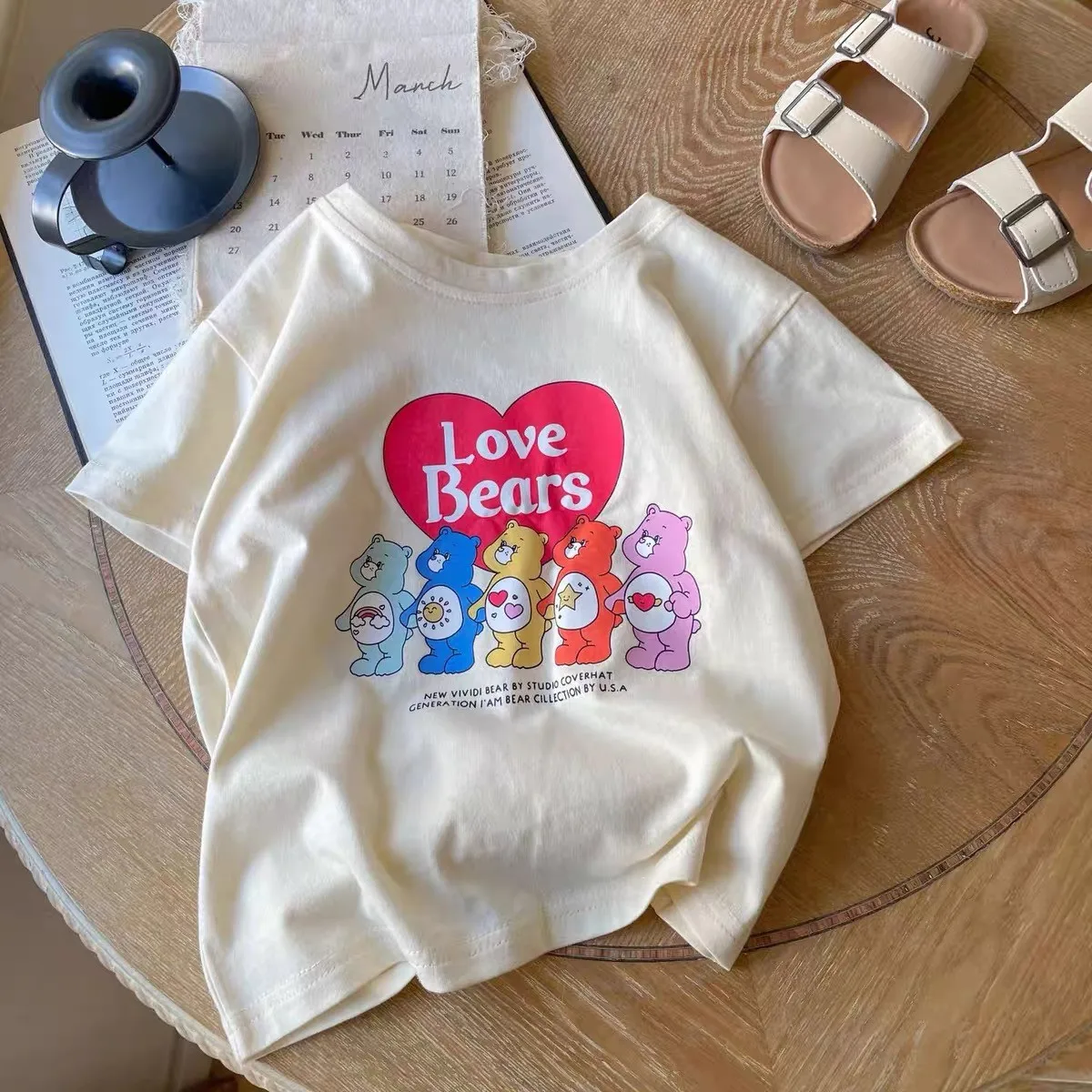Cute Little Bear Printing T-shirt New Baby Trendy Summer Costume Boys And Girls Cartoon Tees Baby Loose Thin Short-sleeved Tops 4