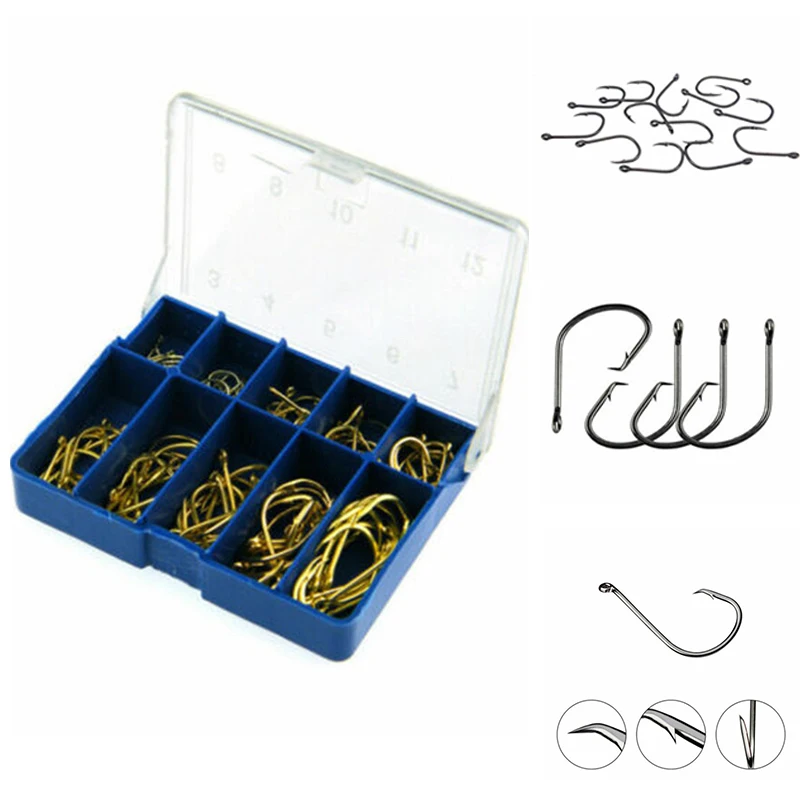 

Fishing Hooks High Carbon Hooks Mix Sizes Tackle Set Bait 100 Pcs Coarse Carp