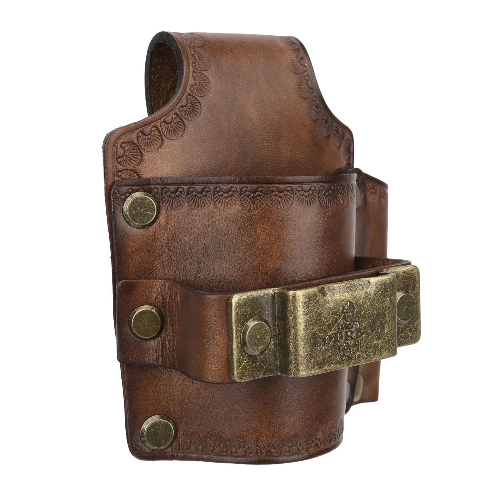 Tourbon Leather Tools Pouch with Belt Loop Heavy Duty Tape Measure & Hammer Holder Pencil Carrier Brown