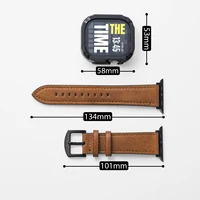 Bracelet en cuir + étui compatible avec Apple Watch Ultra 3 49 mm pour iWatch séries 11 10 42 mm 46 mm 9 8 7 41/45 mm 6 5 4 SE3 40/44 mm 6