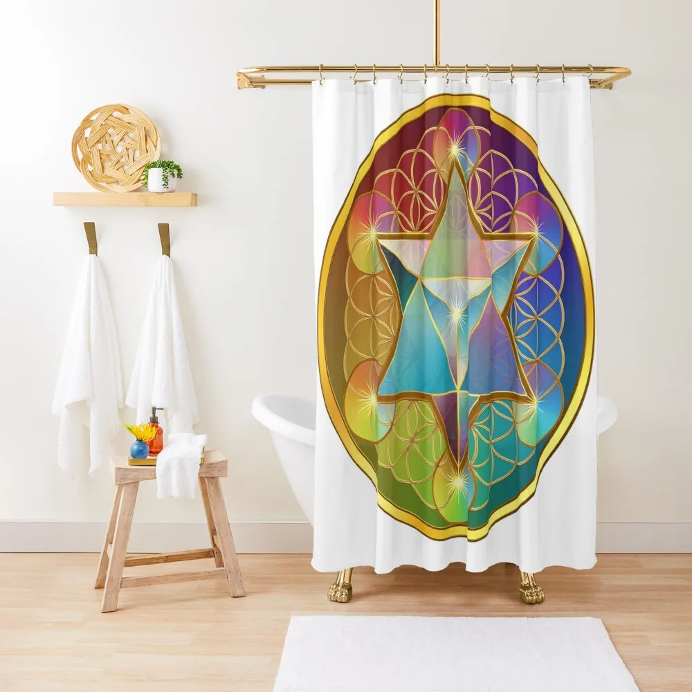 

Merkabah with Flower of LifeShower Curtain Transparent Bathroom Shower Cover Shower Bath Luxury Bathroom Shower Curtain