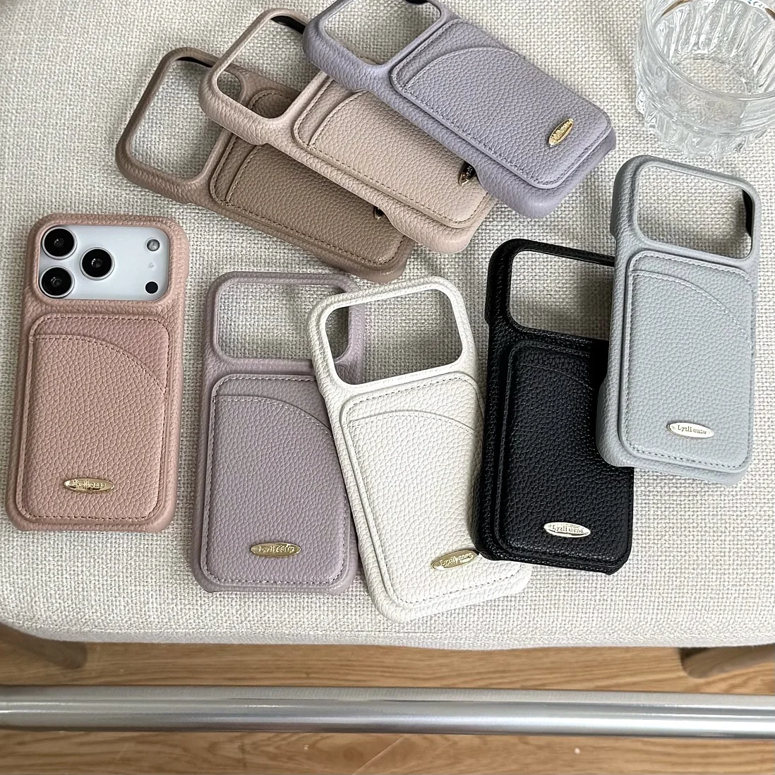 Luxury Elegant Leather Card Slot Wallet Case with Card Holder and Shell Phone Cover