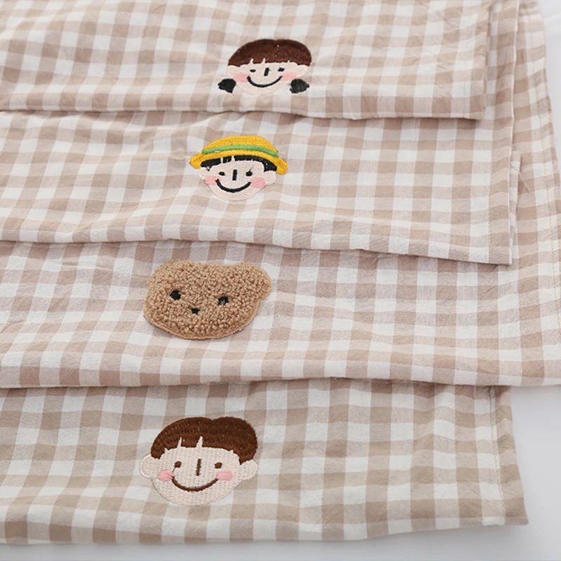 INS Kawaii Baby Car Curtain Embroidered Plaid Bear Children Sun Protection Sunshade Window Curtain UV Protection For Kid