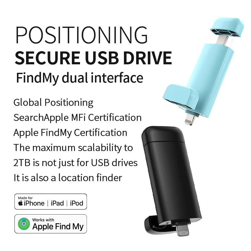 Micflip 128GB-1TB MFi certification Device Flash Drive With Double Ports carry ios Findmy High Speed Transfer for Storing
