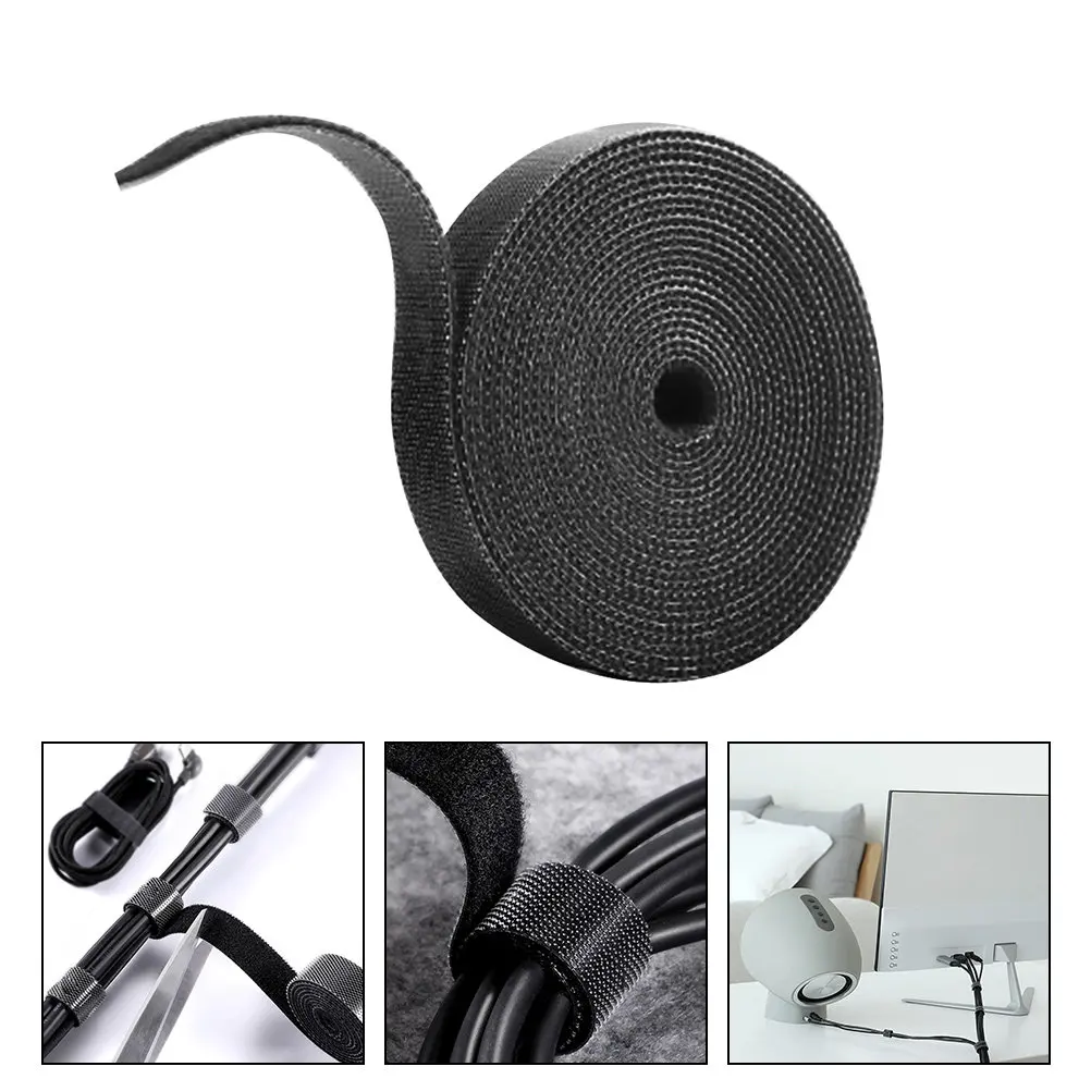 1미터 프리미엄 재사용 가능 케이블 타이 코드 랩 (헤드폰, 데이터 네트워크 케이블, 데스크탑 와이어 정리용)