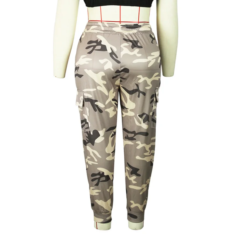 Fashion Drawstring Camouflage Print Loose Sweatpants Simplicity Spring Summer Pockets Elastic Waist Plus Size Leggings Trousers
