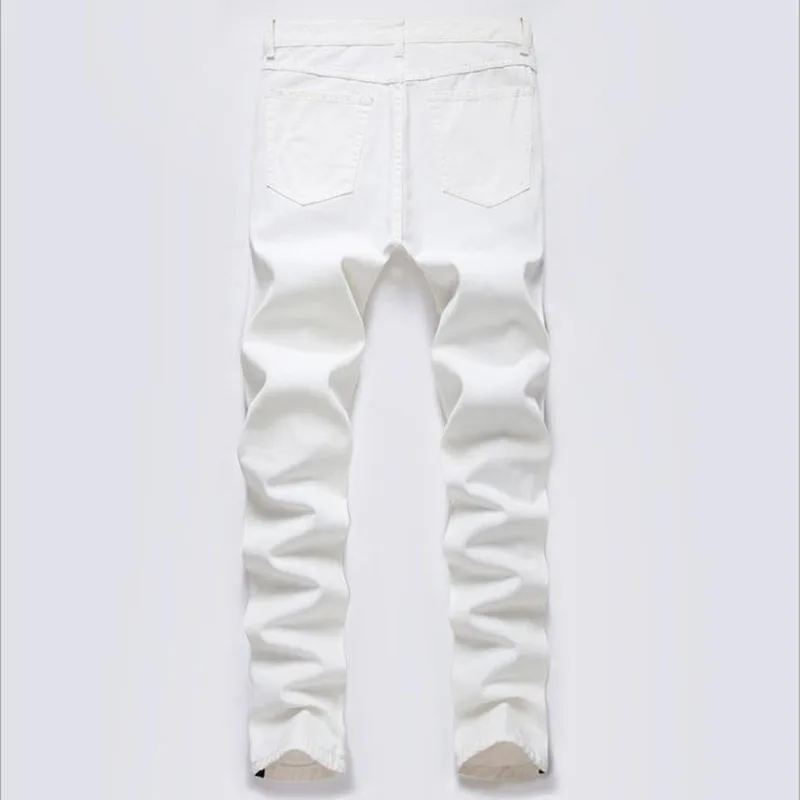 2022 High Street Mens Straight Hole Ripped Jeans Distressed Denim Pants Men Fashion Hip Hop Zipper Designer Cotton Jeans 5