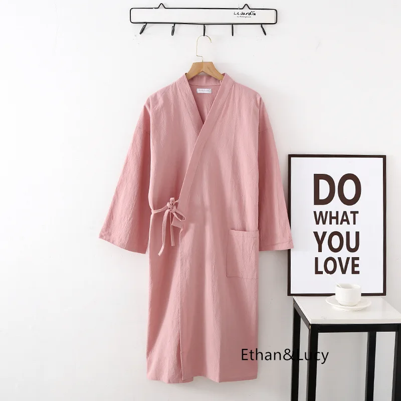 Cotton Bathrobe Multi Colors Long Sleeved Bathrobe With Pocket For Men And Women