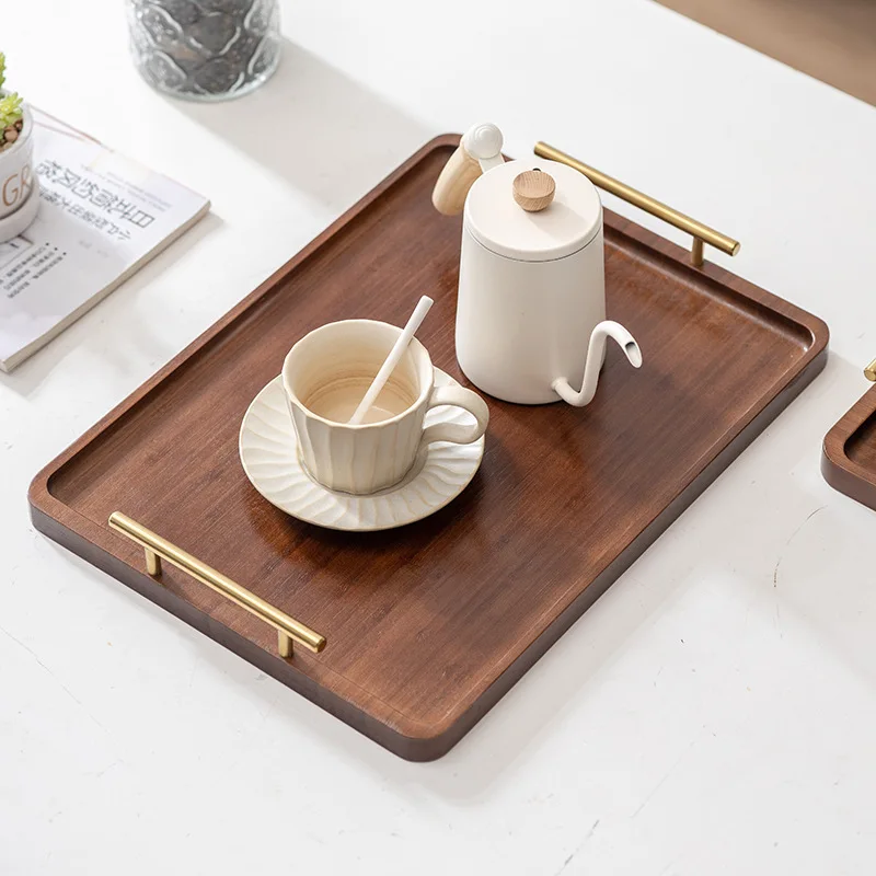 

Wood Tray with Handles Vintage Trays for Food Empty Rectangular Fruit Plate Modern Home Decoration Kitchen Storage Trays