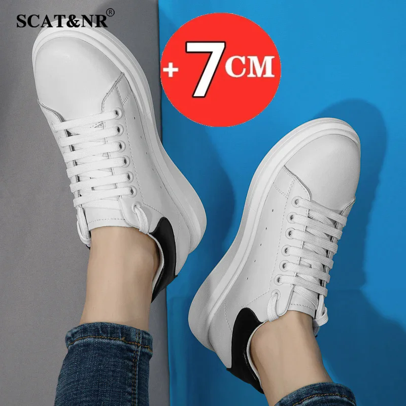 Men's Shoes Couple Invisible Increase White Shoes Insole 6cm Elevator Shoes Men's Business Casual Leather Shoes Heighten
