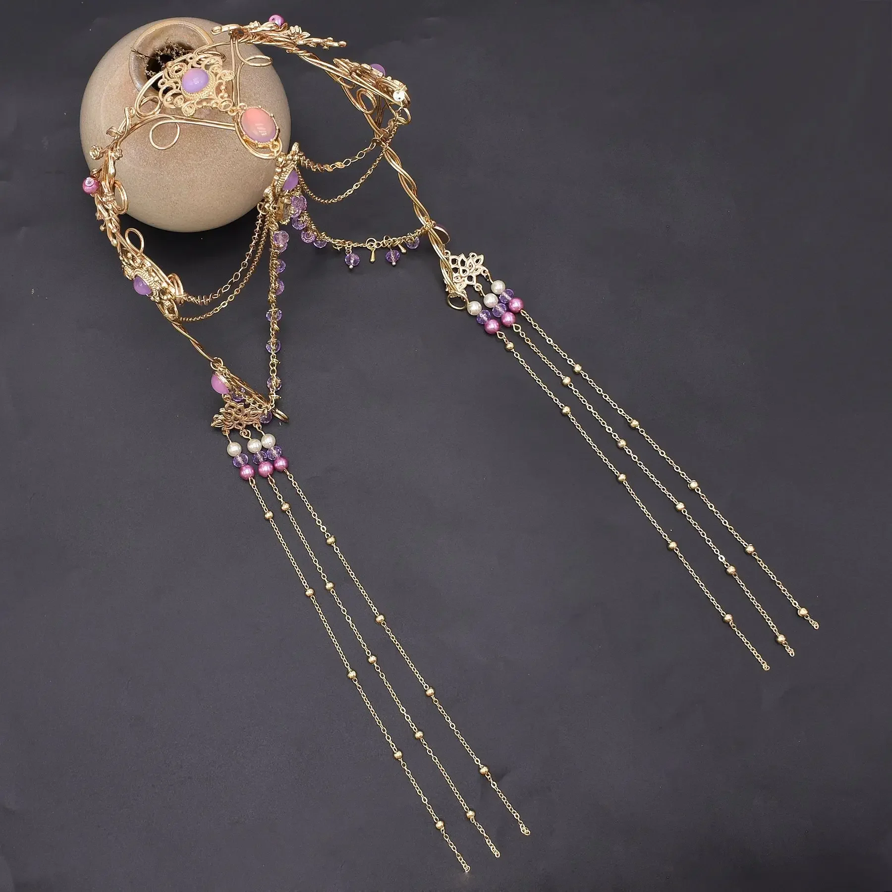 Romantic Wedding Shiny Headband Headdress Princess Jewelry Gift Bead FlowerChain Hair Headwear Girl