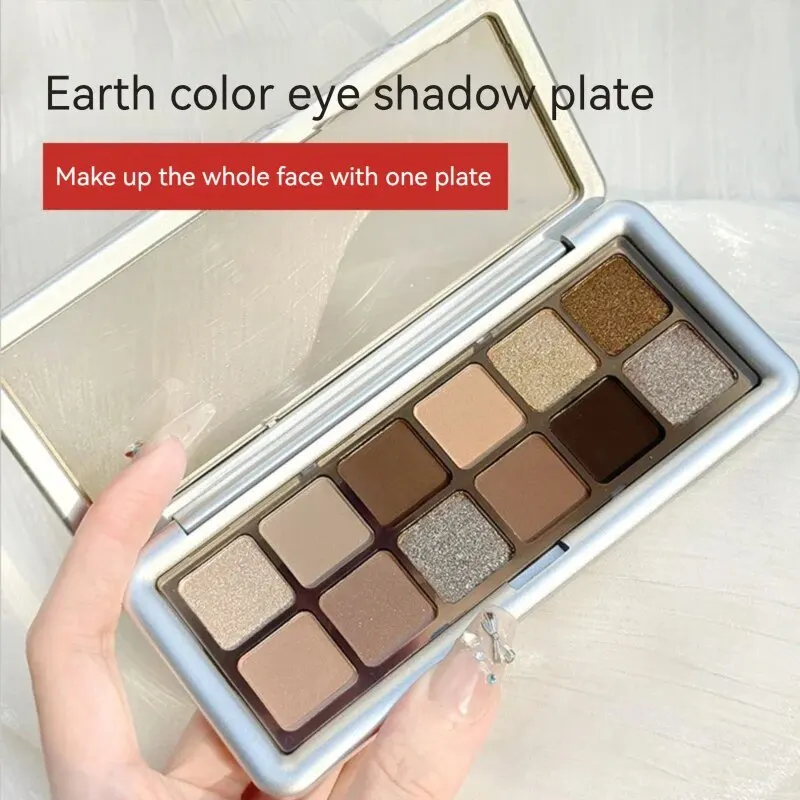12 Colors Eyeshadow Palette Shimmering Pigment Set Easy To Apply Natural Looking Earthy