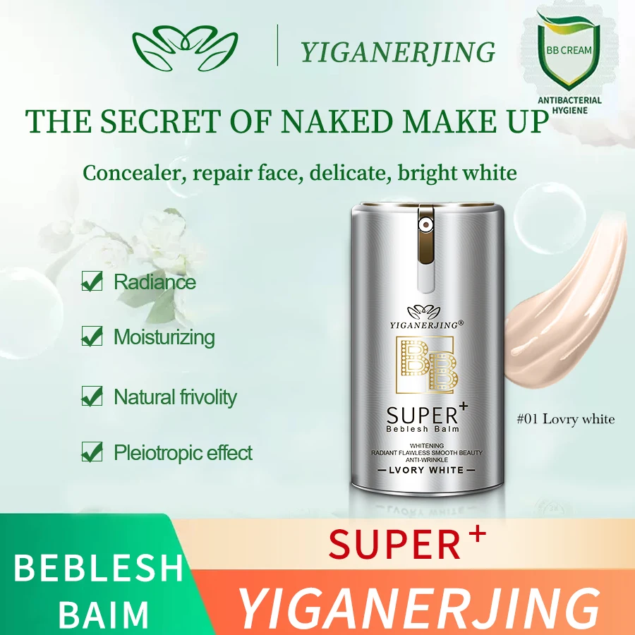 YIGANEJRING BB Cream Lasting Waterproof Smooth Liquid Foundation Concealer Moisturizing & Brightening Skin Natural Face Cosmetic