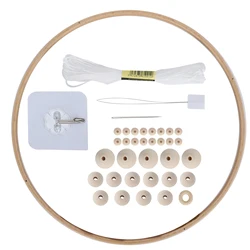 Handcrafted Round Wood Bead Wind Chime Kit - Decorative Pendant and Craft Ornament Gift Set (A)