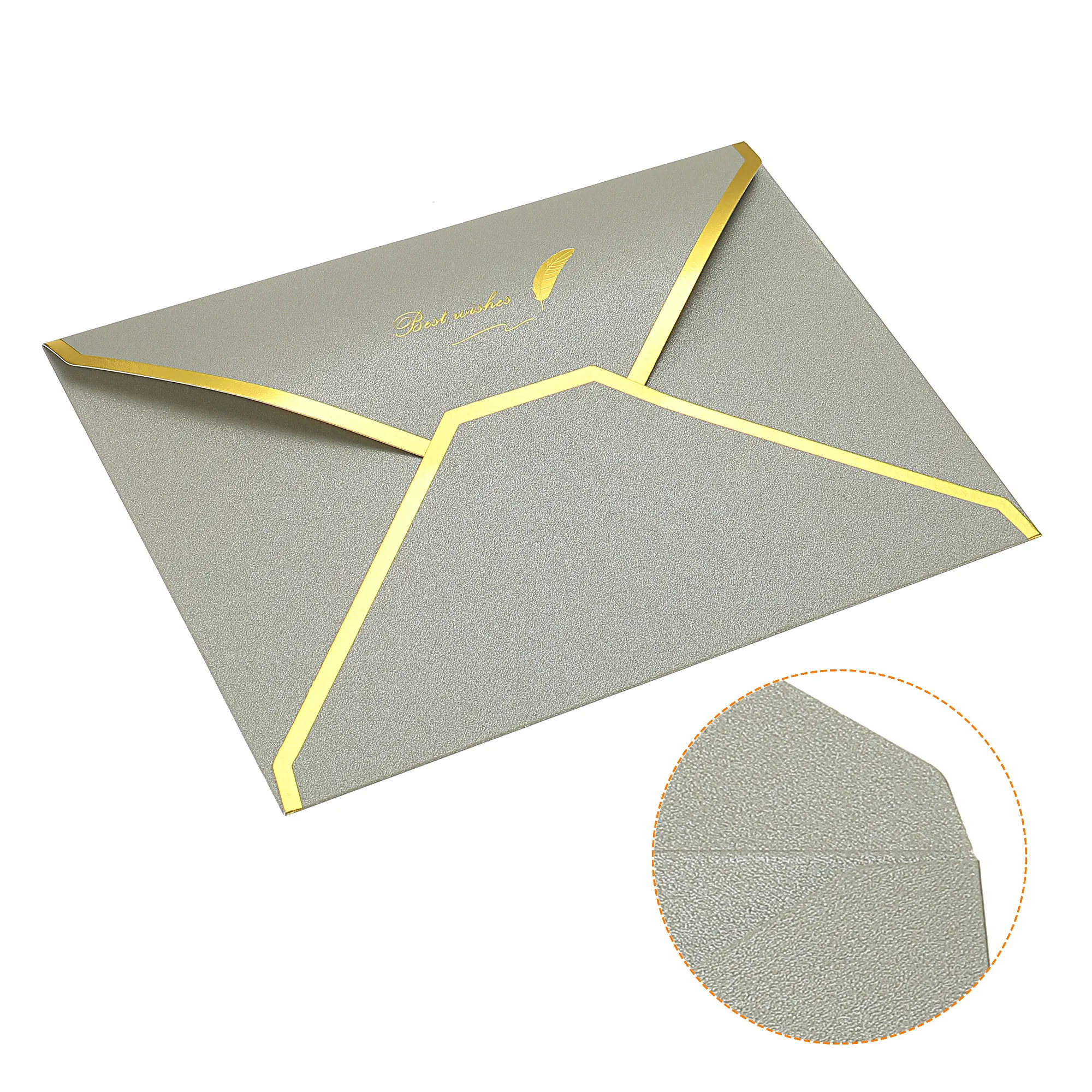 Mailing Envelopes 20Pcs V Flap Envelopes 7 x 5" Pearl-coated Paper Luxury Style Gold Border Greeting Card Envelope for Wedding Party Invitation