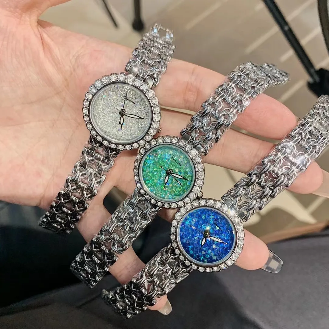 

Colorful Starry Crystals Watches Women Quality Twists Bracelets Summer Fashion Watches Sparkly Zircons Wrist watch Quartz 3ATM