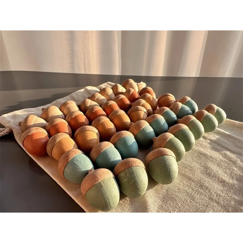 Pastel Rainbow Wooden Acorn Blocks
