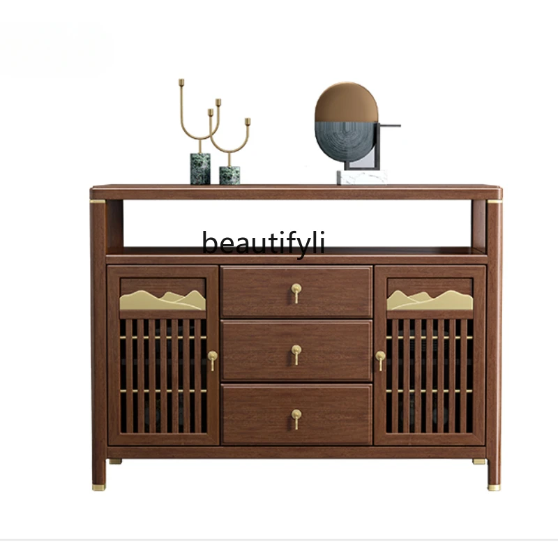 

Solid Wood Sideboard Walnut Storage Locker Tea Cabinet Side Cabinet Wine Cabinet New Chinese Style
