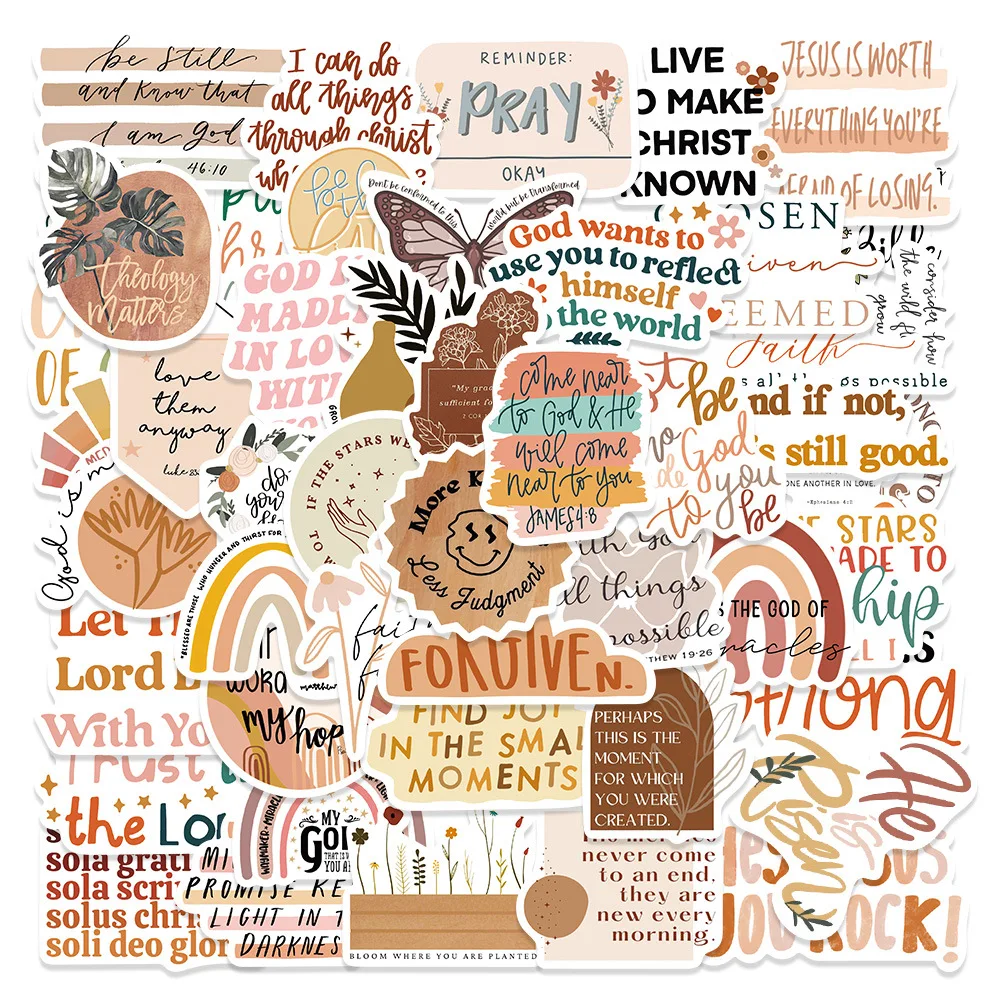 

10/50Pcs Boho Style Jesus Christians Religion Saying Stickers Skateboard Laptop Car Luggage Cool Waterproof Toy Sticker for Kids