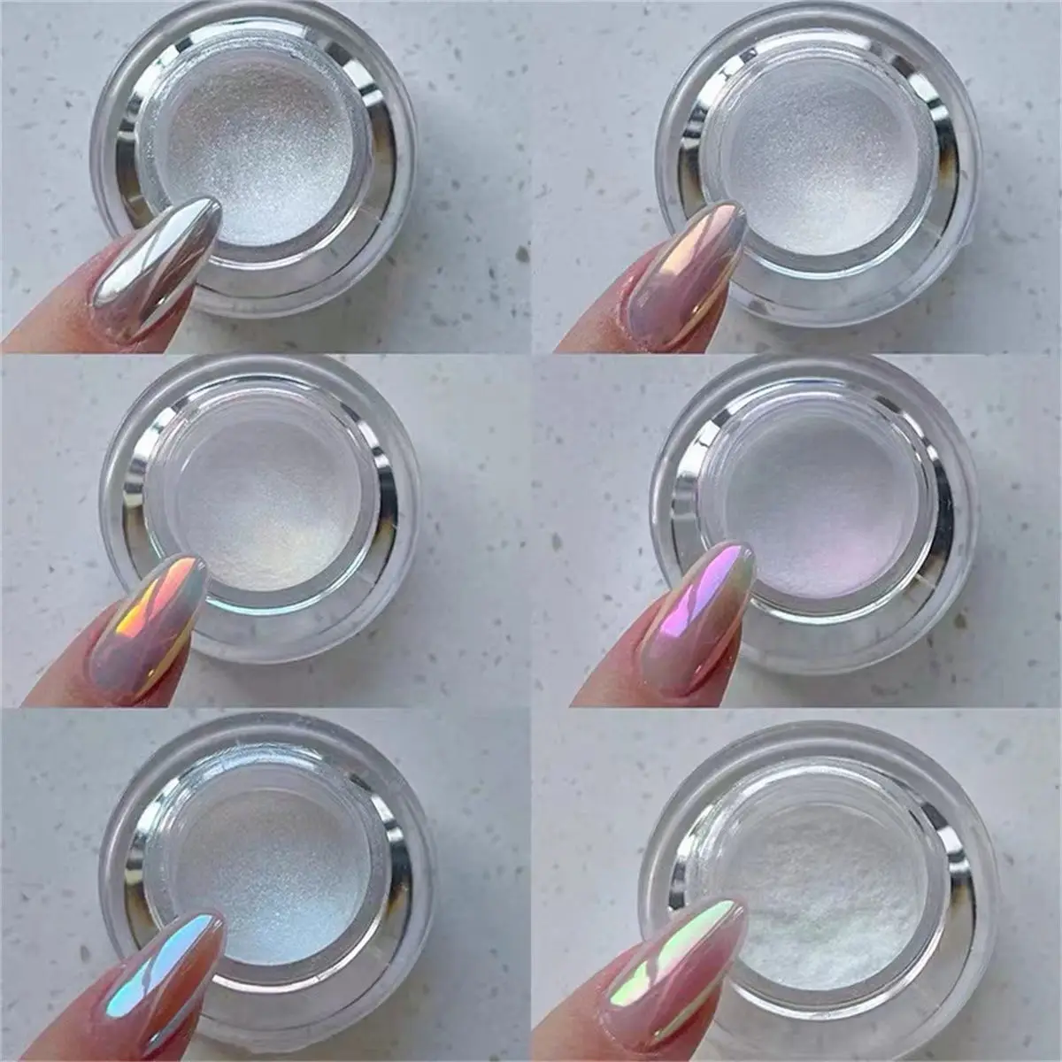 Nail Decoration Moonlight Mirror Nails Powder Metallic Silver Effect Pigments Laser Dust Glitter Aurora Shiny Pearl Nail Tip Manicure
