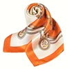 27.5" Chain Printed Square Scarf Elegant Thin Breathable Decorative Neck Scarf Orange Windproof Headscarf For Women 1