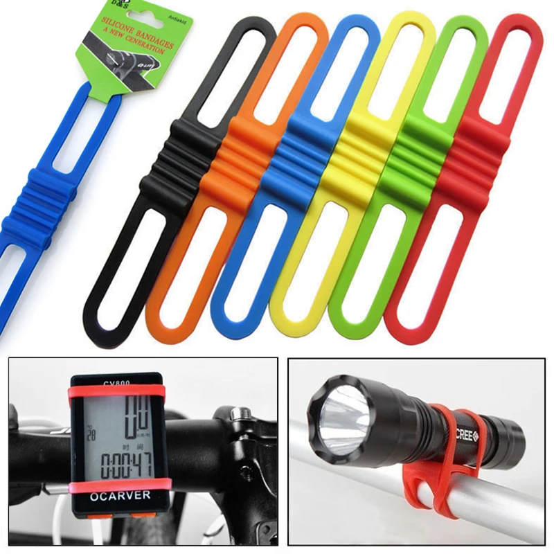 

5 PCS Bicycle Tie Bike Elastic Silicone Strap Cycling Light Holder Flashlight Bandages Portable Fixed Strap Cable Tie Loop Ties