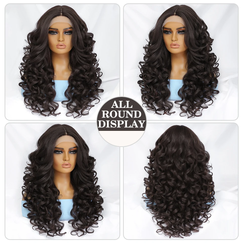 Black Brown Curly Wig Synthetic Lace Front Wigs For Women Blonde Orange Female Lace Wig 13X4.5X1 Cosplay Hair Daily Use 3