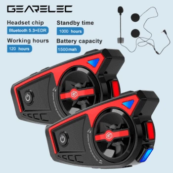 GEARELEC X6 오토바이 헬멧 블루투스 헤드셋, 무선 BT 5.3 EDR 방수 소음 감소 커뮤니케이터, 오토바이 인터폰