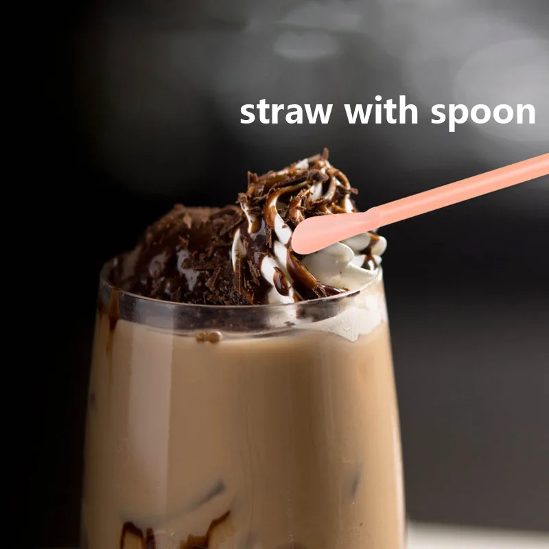 1000Pcs Plastic Straws Drinking Straw Spoon Bar Pub Slush Straw For Birthday Celebration Party Supplies Hot Sale
