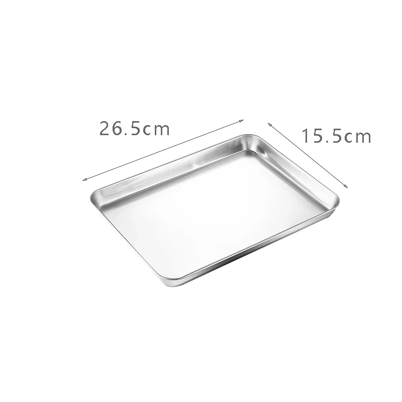 Stainless Steel Vermicelli Dish Rectangular Flat Bottom Barbecue Tray Restaurant Spare Baking Tray Rice Noodle Steaming