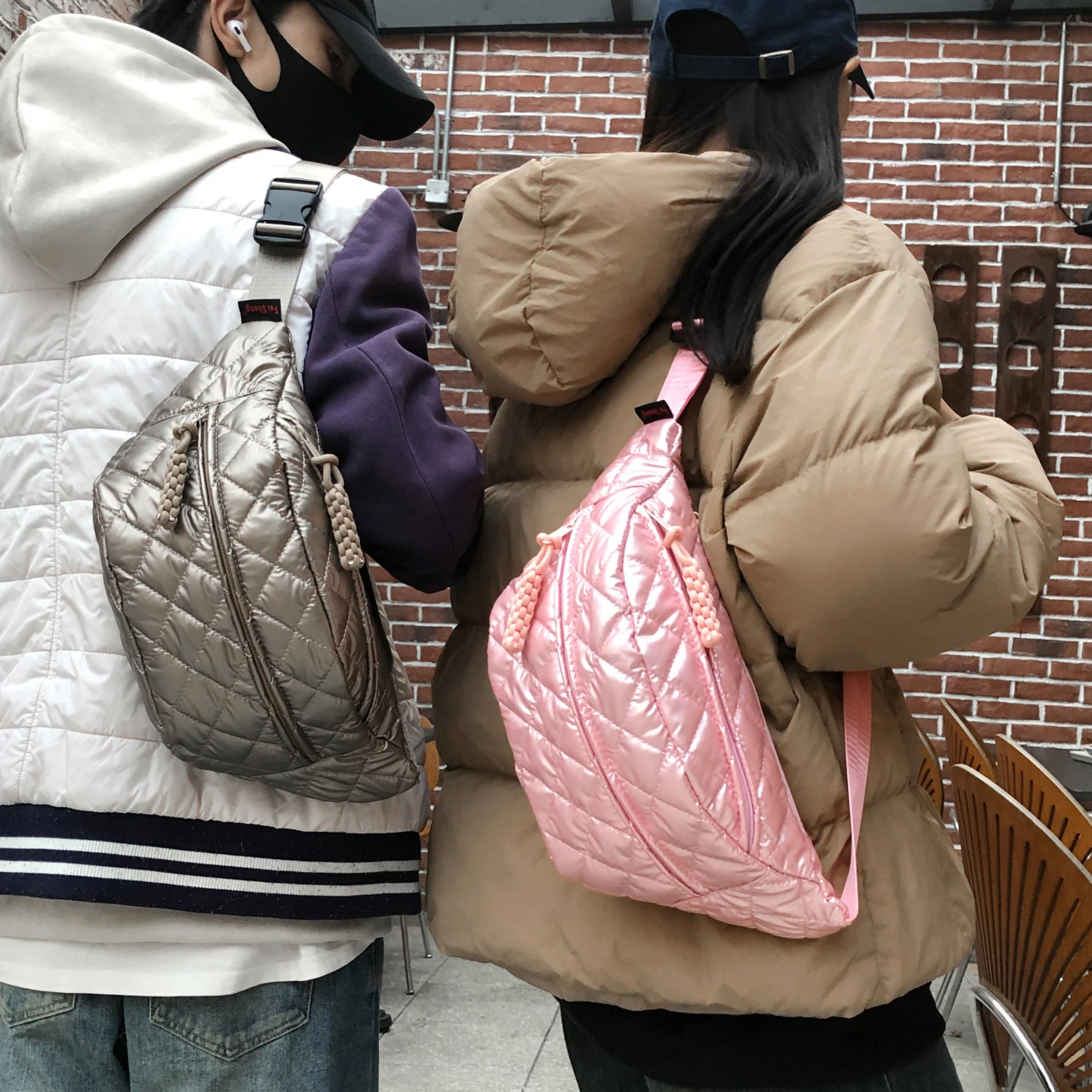 Champagner Handtasche große Kapazität Damen Hüft tasche wasserdichte Nylon Gürtel tasche Reise Umhängetasche Bananen Hüft tasche – Detail 2