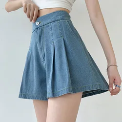 Gidyq High Waist Women Denim Shorts Oversize 5Xl Korean Casual Streetwear Short Summer Female All Match Loose Pleated Shorts New