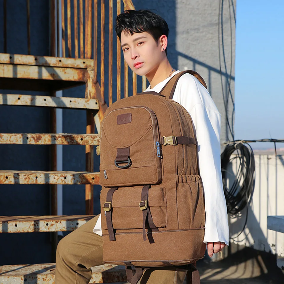Large Capacity Canvas Travel Backpack Korean Version Fashionable Men And Women's Outdoor Tactical Training High-Quality Backpack